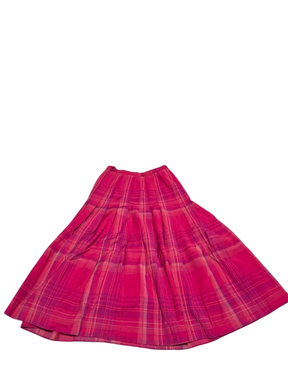 Pendleton Vintage 100% Wool Lightweight Pink Plaid Pleated Maxi Skirt SZ 12 VGUC
